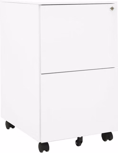 Berkfield Home Mobile File Cabinet in White Steel, W/D/H: 39 x 45 x 67 cm