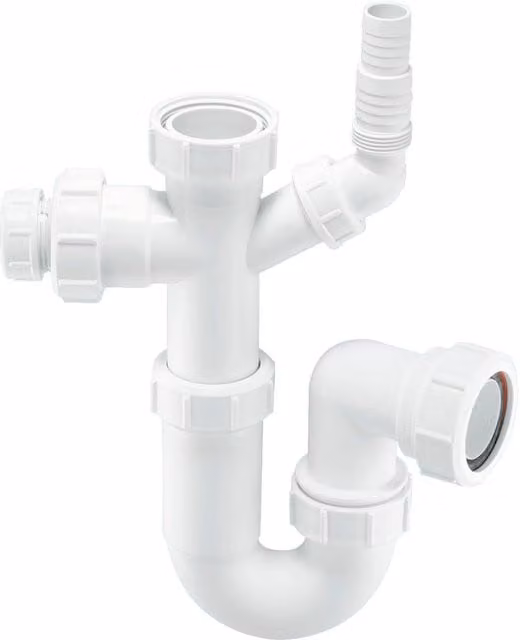 McAlpine ASC10-CO White Plastic 75mm Water Seal 1.5 inch Multifit Tubular Swivel Sink T-Branch Trap