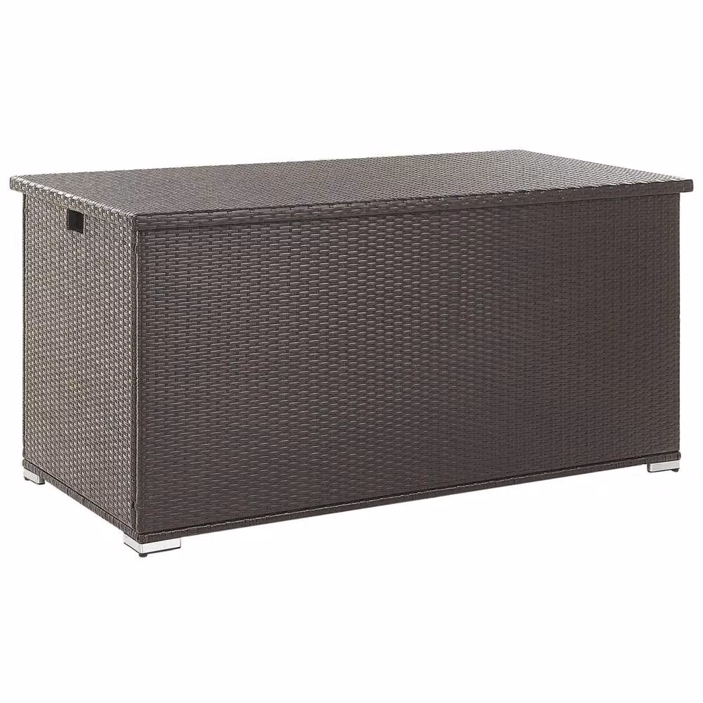 Wyld Haus Brown Faux Rattan and Metal Outdoor Storage Box for Garden or Terrace – 3