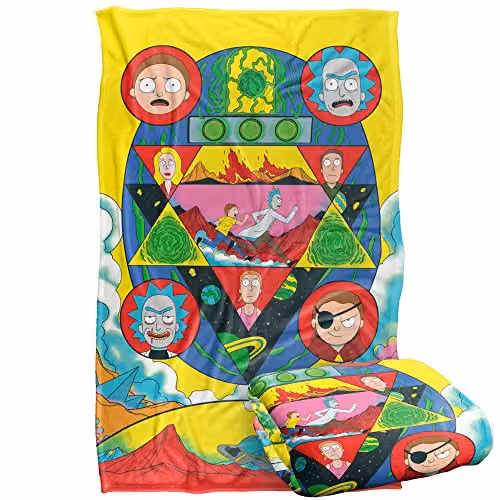 LOGOVISION Rick and Morty Vs Evil Super Soft Silky Touch Fleece Throw Blanket, Multicolour, W: 91 cm, D: 147 cm – 1