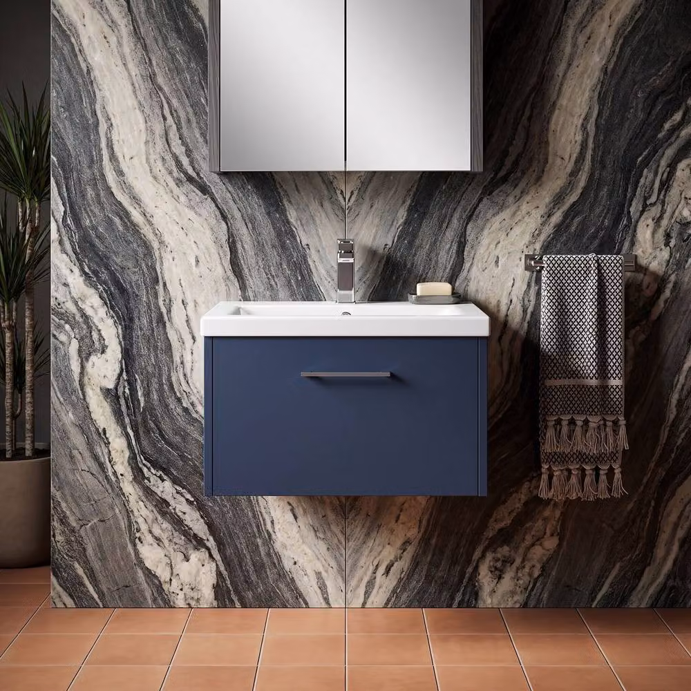 Balterley Winshill 1 Drawer Wall Hung Vanity Basin Unit, Blue, W: 60 cm – 4