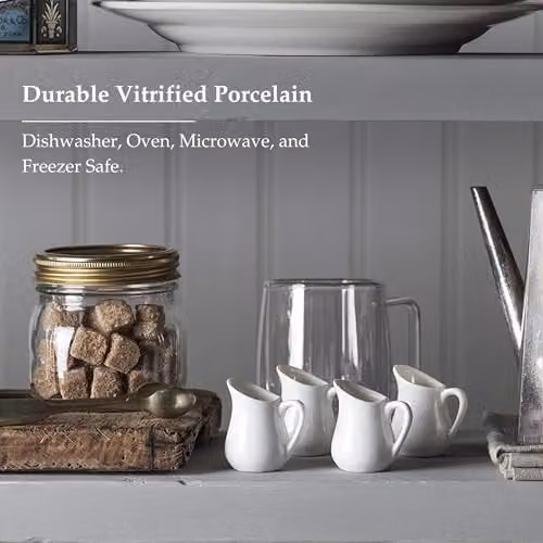 WM Bartleet & Sons Set of 4 Mini Traditional Porcelain Creamer Jugs in White, 20 ml each – 5