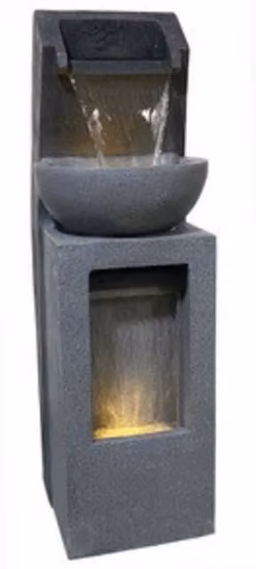 Tranquility Pouring Rains Basin Contemporary Mains Water Feature in Grey Stone