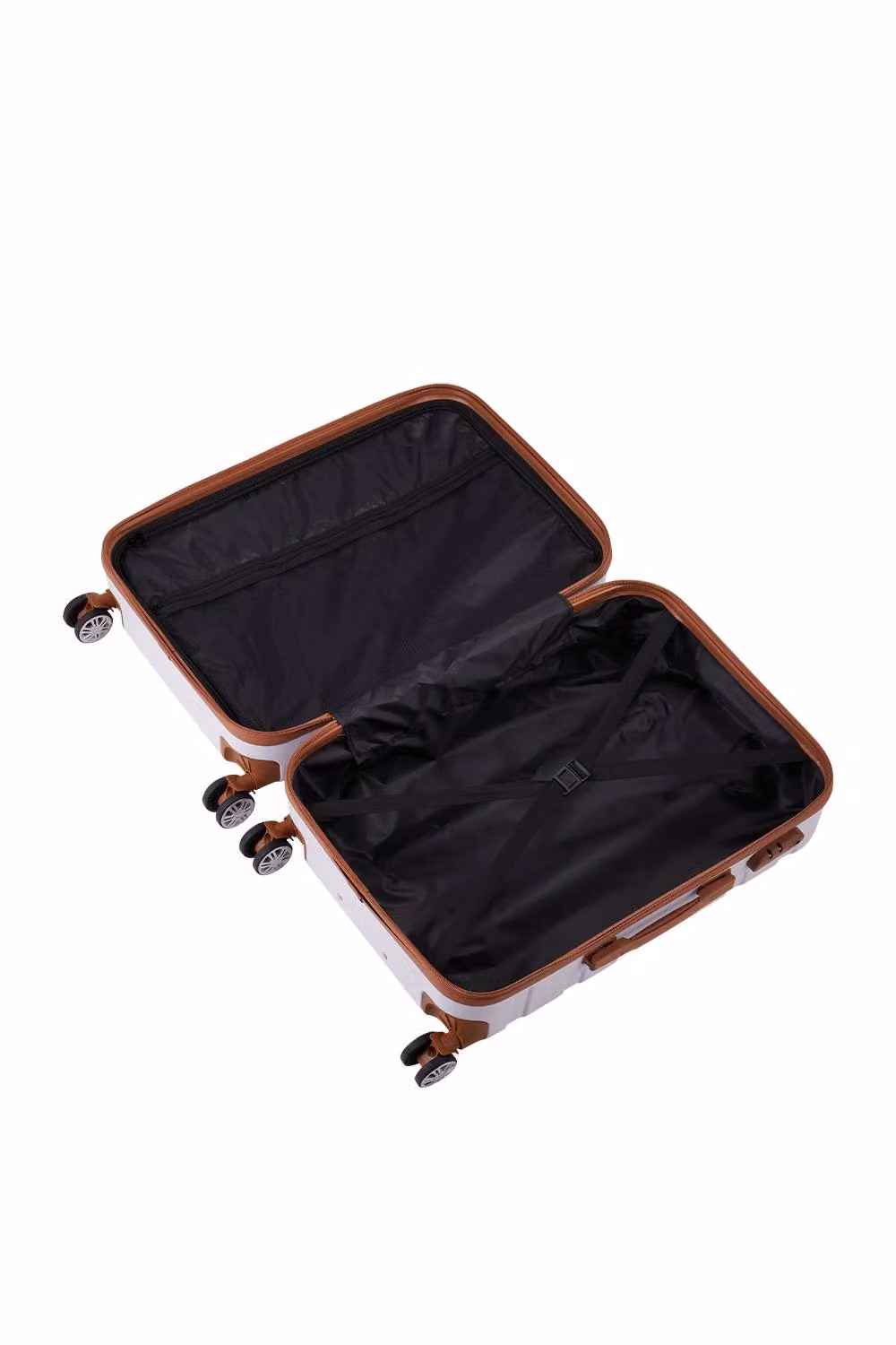 Living and Home 4-Piece Colour-Block Lockable Travel Suitcase Set in White – 3