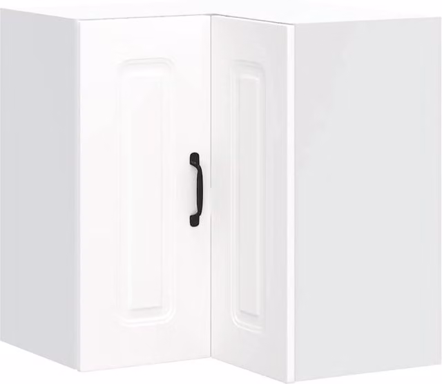 Berkfield Home Kalmar White Wall Mounted Kitchen Corner Cabinet in Matt MDF