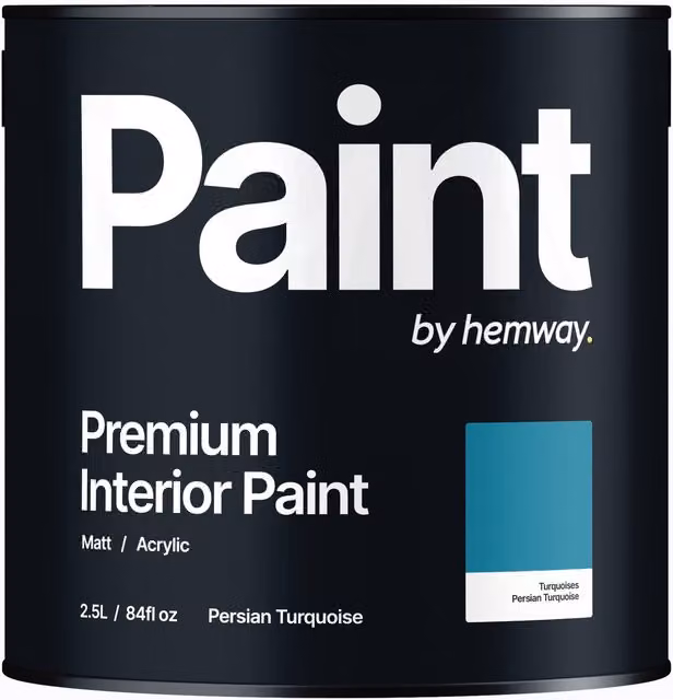 Hemway Matt Acrylic Dispersion Interior Paint in Persian Turquoise Blue, 2.5L