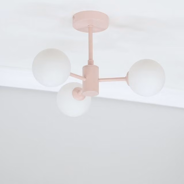 Marlow 3 Arm Opaque Glass Globe Ceiling Light in Pink