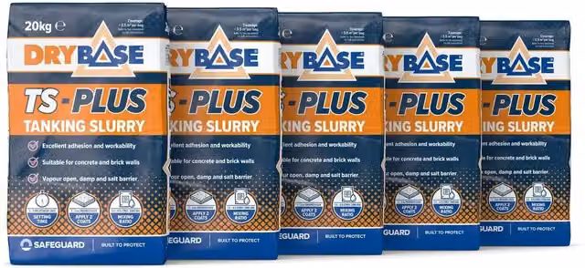 Drybase TS-Plus Waterproof Sealing Tanking Slurry, Grey, 20kg x 5 Pack
