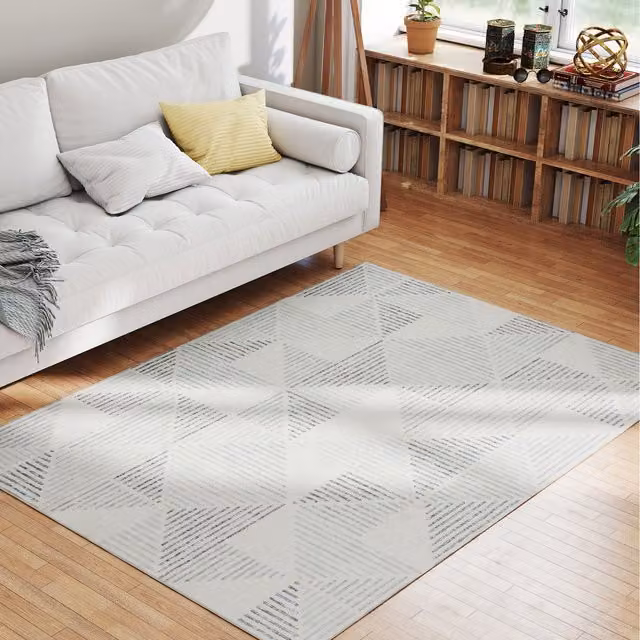 HOMCOM Non-Slip Washable Large Rectangular Floral Vintage Rug in Grey, L 170 x W 120 x H 0.7 cm
