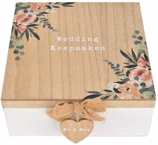Widdop Gifts Wedding Keepsake Box in Beige and White