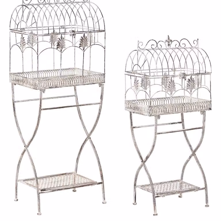 Wyld Haus Vintage Matt Grey Metal Plant Shelf Set of 2 for Indoor or Outdoor Use