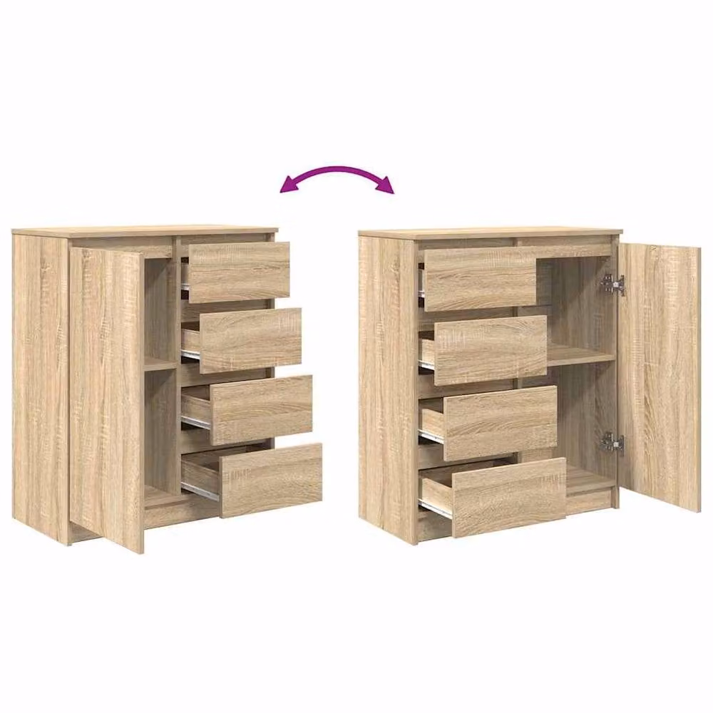 Berkfield Home Sonoma Oak Sideboard with Drawers in Beige, W/D/H: 71 x 35 x 84 cm – 2