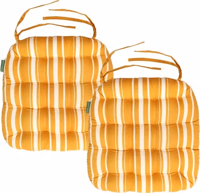 Gardenista Tufted Outdoor Garden Chair Cushion Seat Pad in Yellow