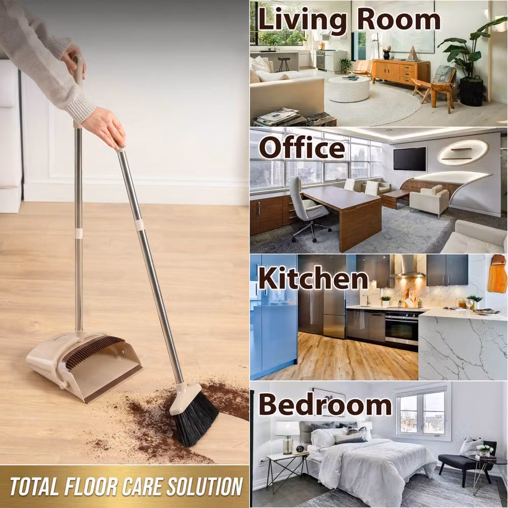 Crystals Long Handle Broom and Rotating Dustpan Set in Beige – 5