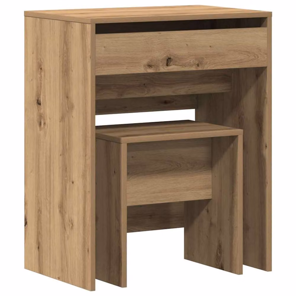 Berkfield Home Modern Dressing Table with Mirror in Artisan Oak Brown – 3