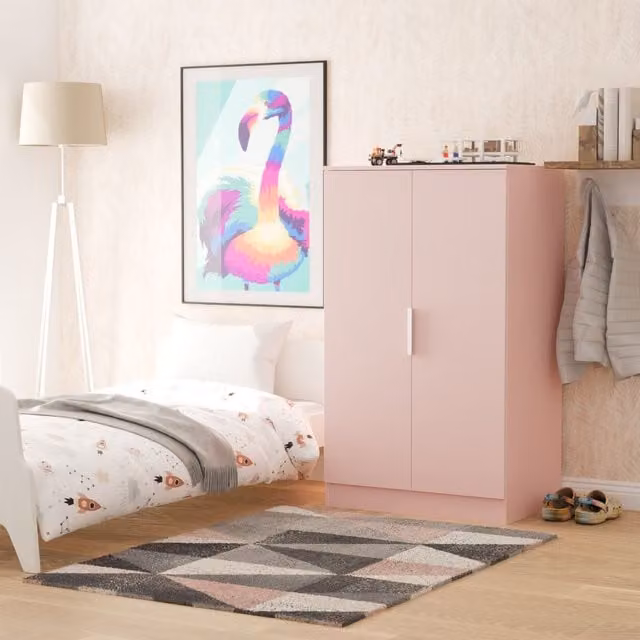 Ready Assembled 2 U Dover 2 Door Midi Wardrobe in Dusty Pink