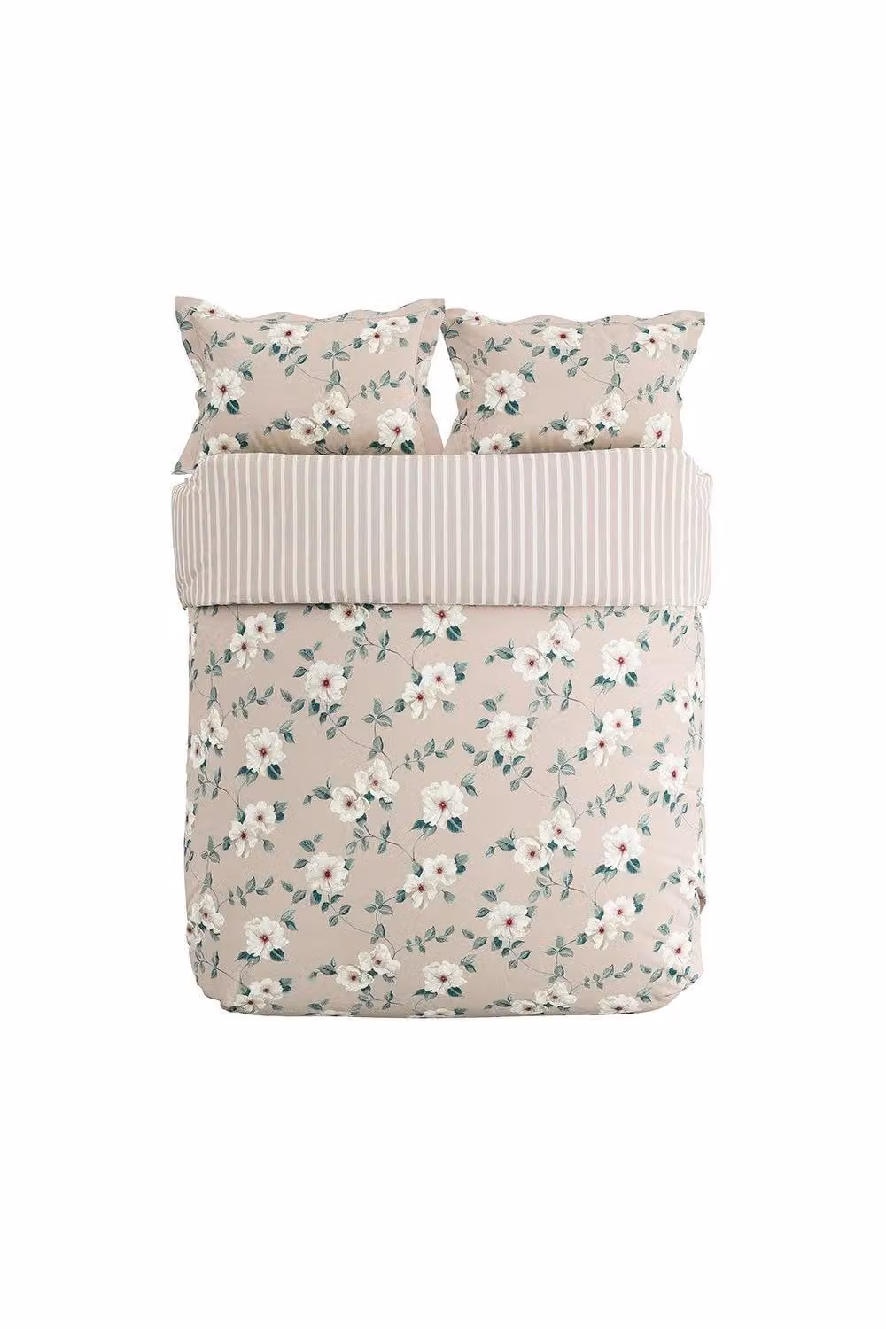 Sanderson Poets Rose Reversible Floral Cotton Percale Duvet Cover and Pillowcase Set in Pink and White, W/D/H: 200 x 220 cm – 2