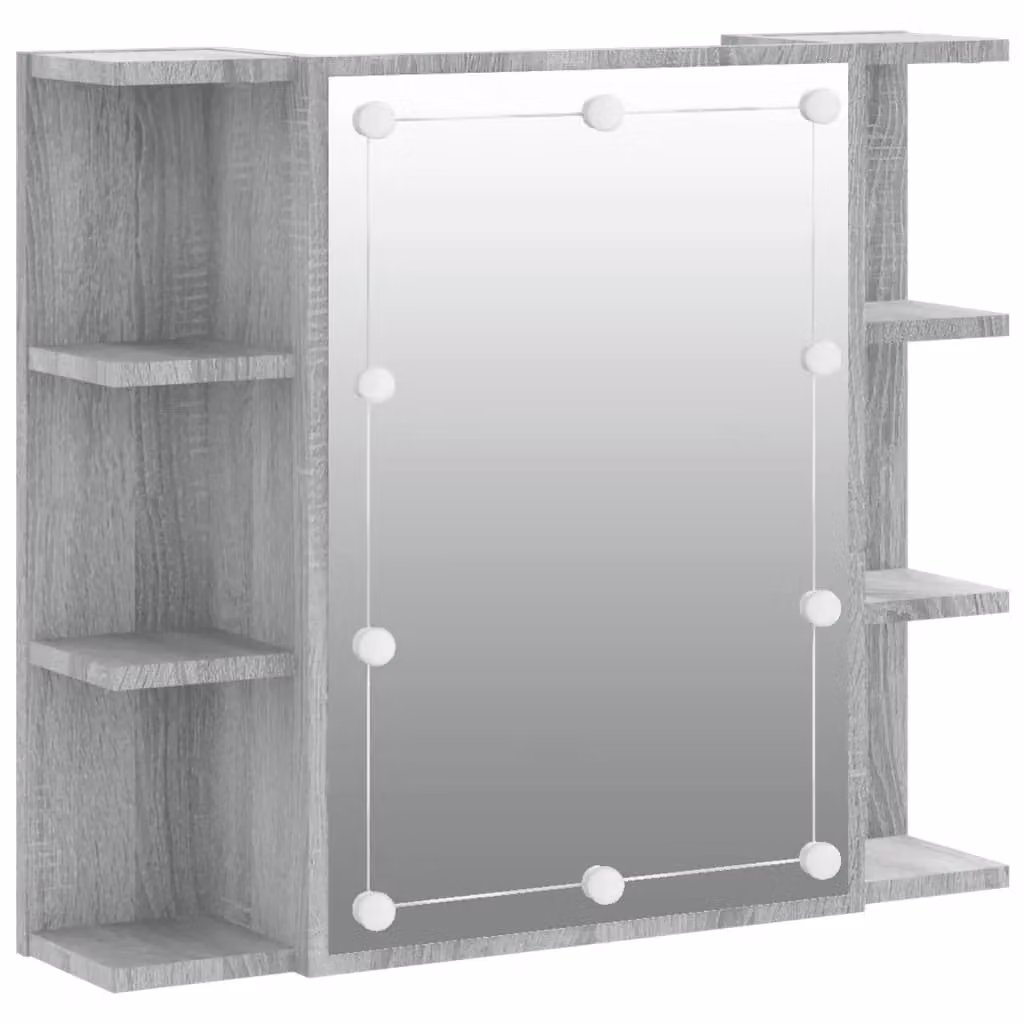 Berkfield Home LED Mirror Cabinet in Grey Sonoma, W/D/H: 70 x 16.5 x 60 cm – 2