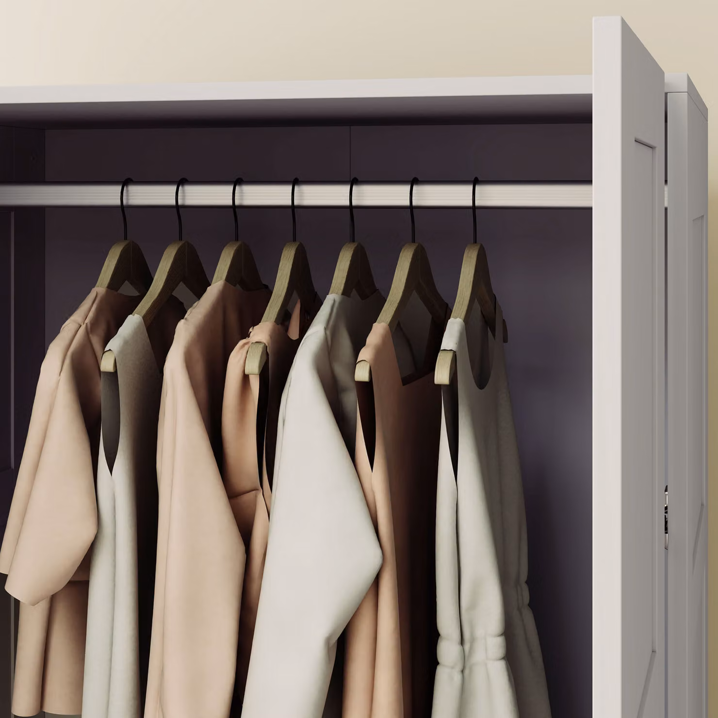 HOMCOM Grey Modern Double Paneled Door Wardrobe with Internal Shelves and Soft Close Hinged Doors – 4