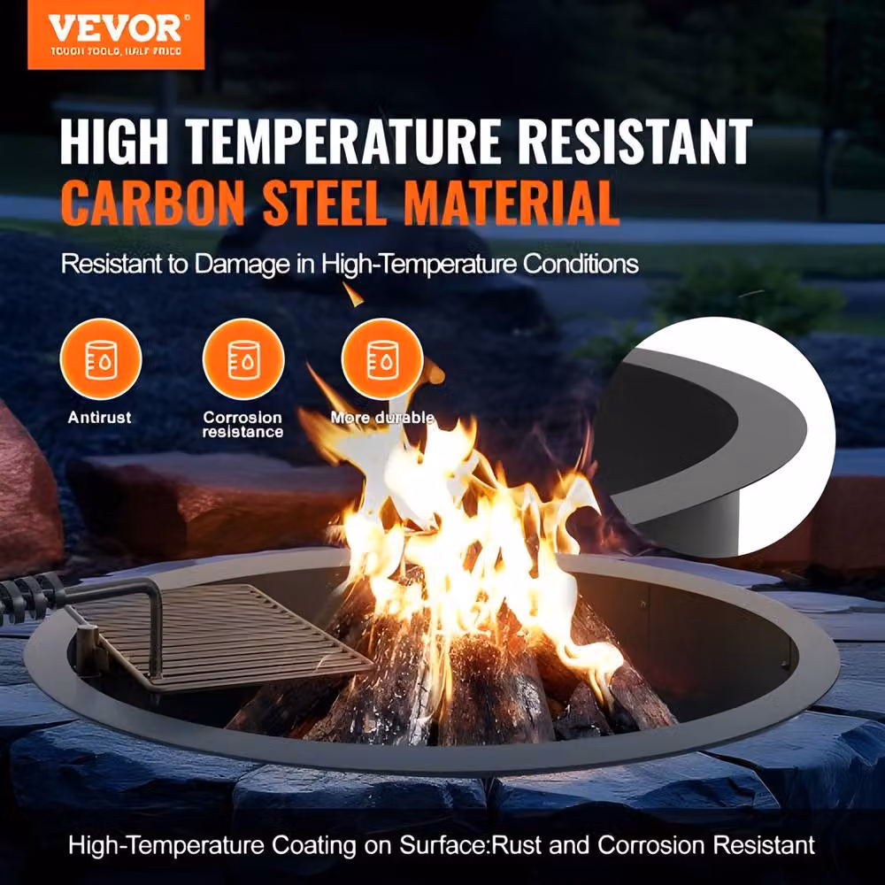VEVOR Carbon Steel Fire Pit Ring with High-Temperature Coating in Black – 2