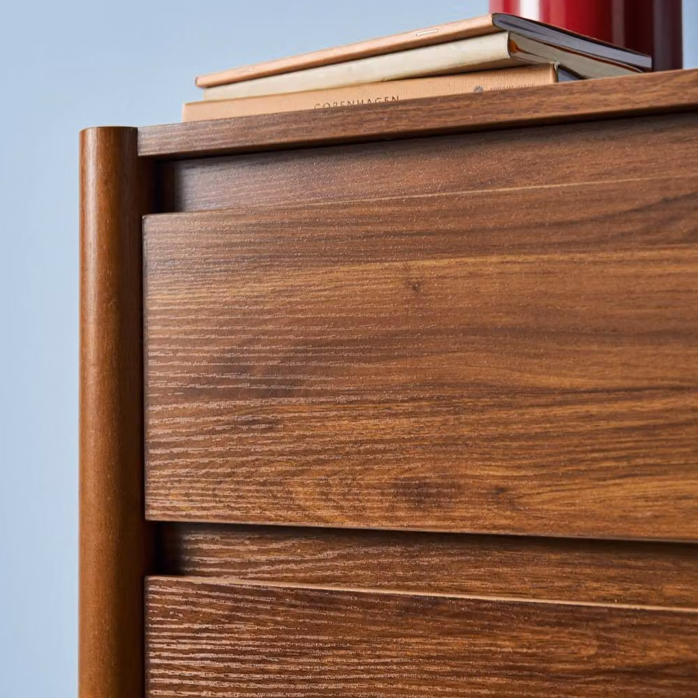 Sweekeek Pair of Modern Wood Bedside Tables with 2 Drawers in Dark Brown – 4