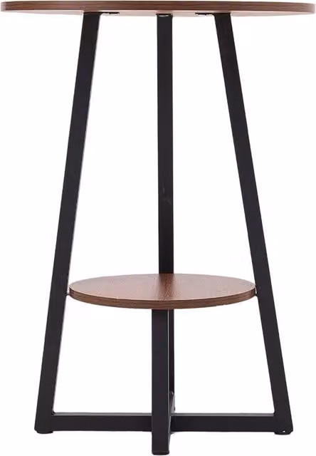 VOGREX Modern 2 Tier Round Coffee Table and Sofa Side Table in Brown and Black, W/D/H: 40 x 40 x 55 cm
