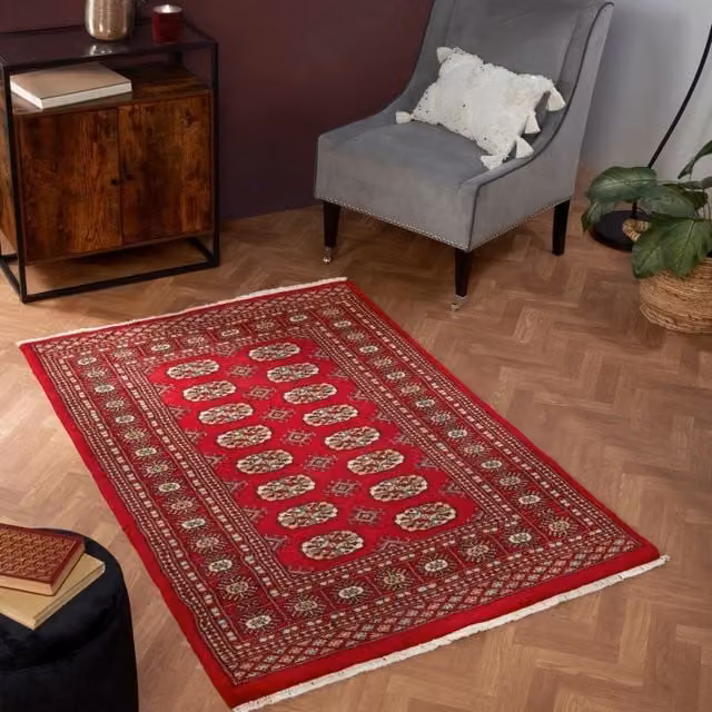 The Rug Shop UK Red Handmade Floral Oriental Wool Area Rug, W: 90 cm, L: 150 cm – 1