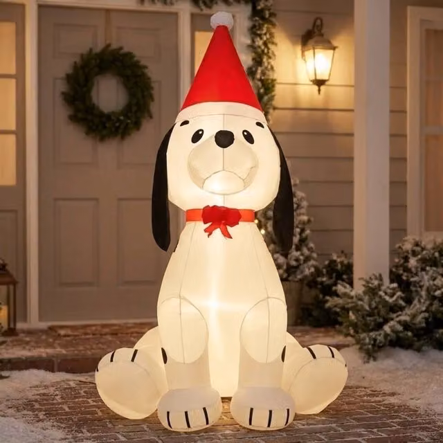 STILVORA Inflatable Christmas Dog Decoration with LED, White, Height: 190 cm