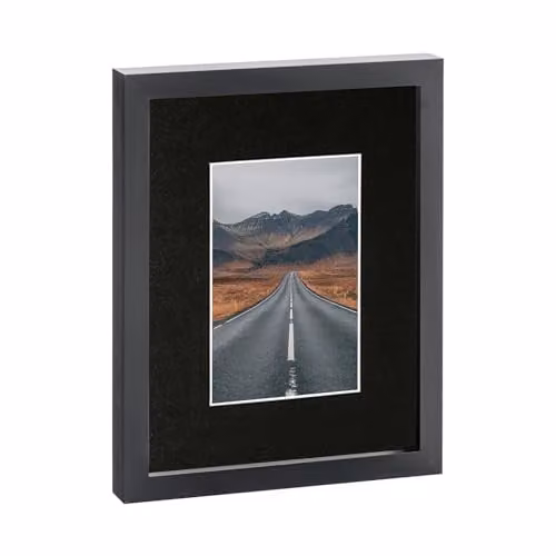 Nicola Spring Black Rectangular Single Photo Frame with 4 x 6 inch Mount and Glass Aperture