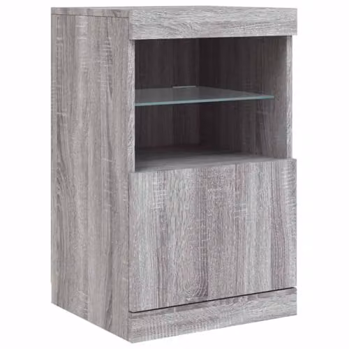vidaXL Modern Sideboard with Integrated LED Lights in Grey Sonoma Oak, W: 41 cm, D: 37 cm, H: 67 cm – 1