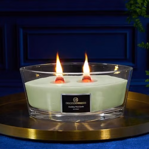 Deco Express Let It Snow WoodWick Scented Crackle Candle in Green – 5