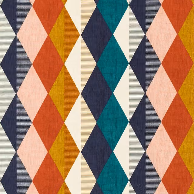 Clarke & Clarke Denver Multicolour Retro Fabric