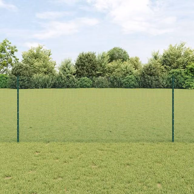 Berkfield Home Green Steel Welded Wire Fence with 22 U-Profile Posts, 1 x 50 m