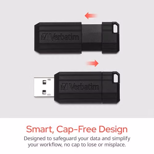 Verbatim 64GB Pinstripe USB A Flash Drive - Black – 2