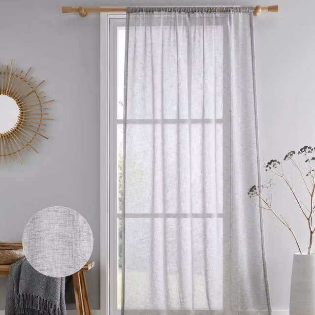 Drift Home Kayla Grey Single Voile Curtain Fabric Panel