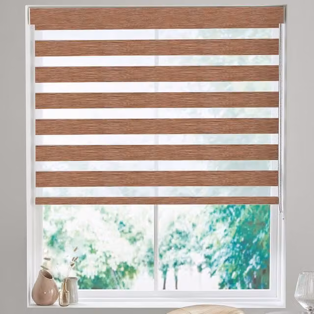 Terrys Made to Measure Striped Day and Night Blind in Brown Wood