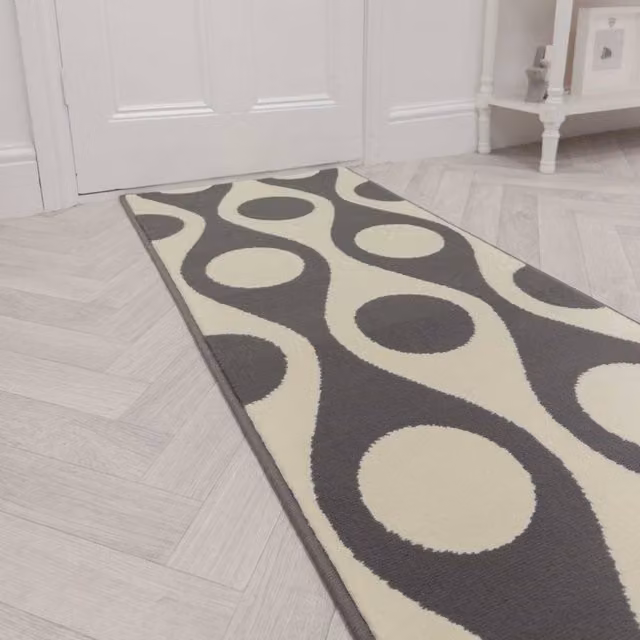 runrug Pop Hallway Carpet Runner Rug in Beige, W: 60 cm, L: 390 cm – 1