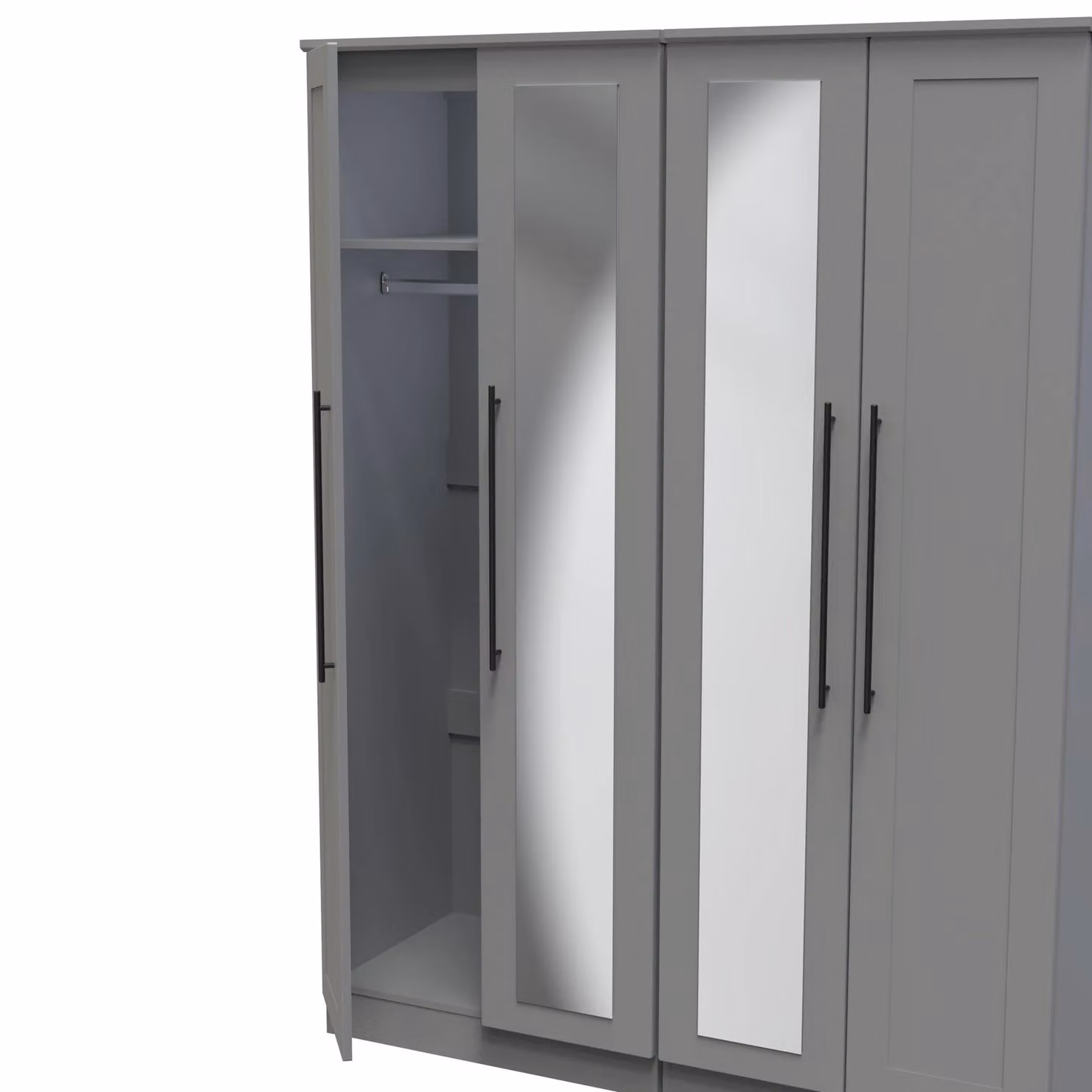 2 U Howard Tall 4 Door Wardrobe with 2 Centre Mirrors in Dark Grey – 3