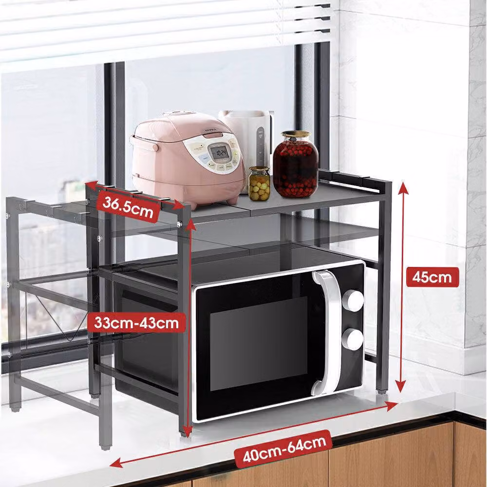 YnysTec 2 Tier Expandable Microwave Oven Rack Stand in Black – 2