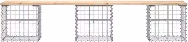 Berkfield Home Beautiful Garden Bench Gabion Design in Light Tan Solid Pine Wood, W: 203 cm, D: 44 cm, H: 42 cm