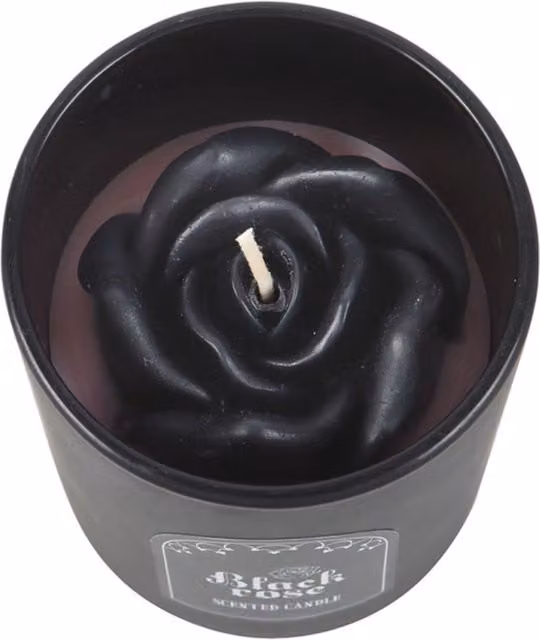KDMK Black Rose Tabletop Candle with 3D Floral Design