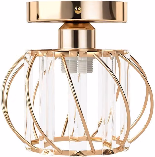 Emitto Modern Crystal Semi Flush Mount Ceiling Light in Gold/Brass – 1