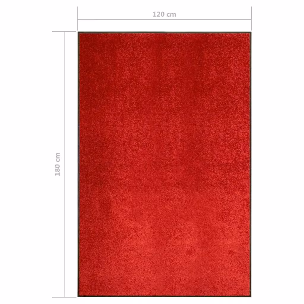 Berkfield Home Washable Non-Slip Red Doormat, W: 120 cm, D: 180 cm – 3