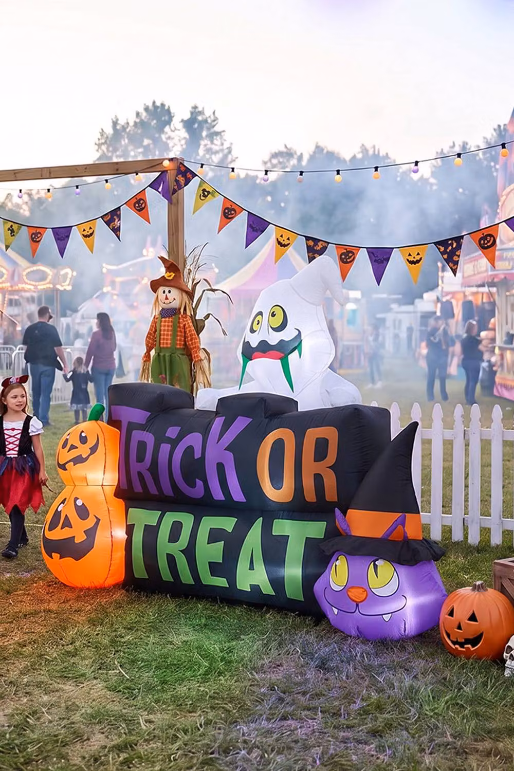 Living and Home Multicolour Halloween Inflatable Pumpkin Ghost Cat Decoration – 2