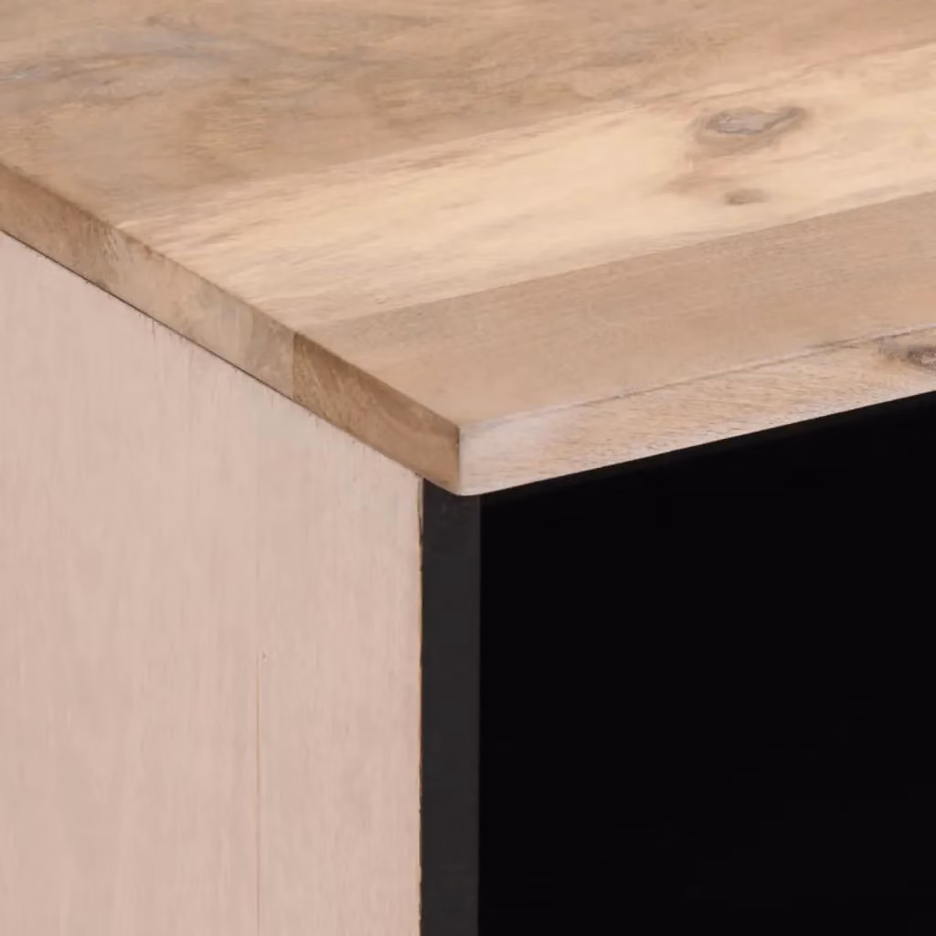 Berkfield Home Bedside Cabinet in Brown Solid Bleached Mango Wood, W/D/H: 40 x 33 x 46 cm – 6