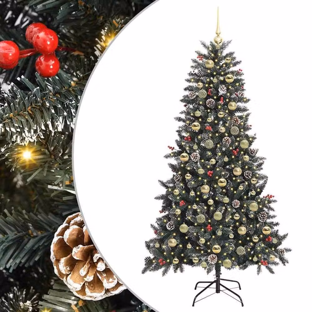 Berkfield Home Artificial Christmas Tree with 300 LEDs, Green, W/D/H: 99 x 99 x 180 cm – 2