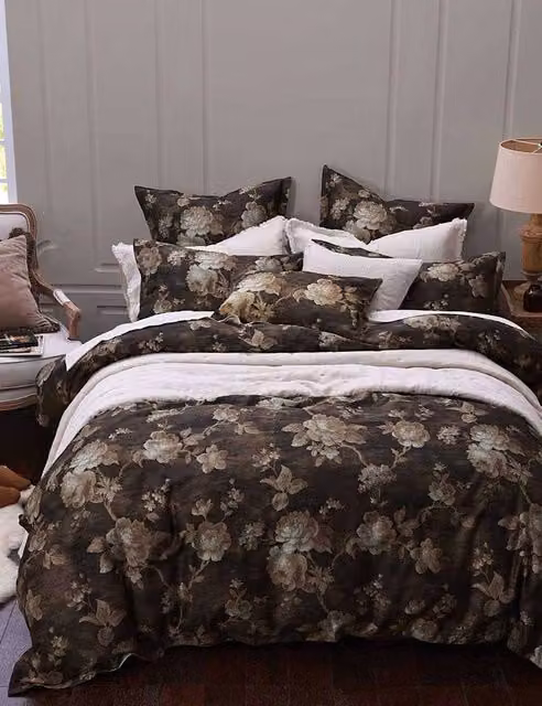 MM Linen Desdemona Reversible Pure Cotton Bedding Set with Pillowcase, Brown Mix, W: 140 cm, L: 200 cm