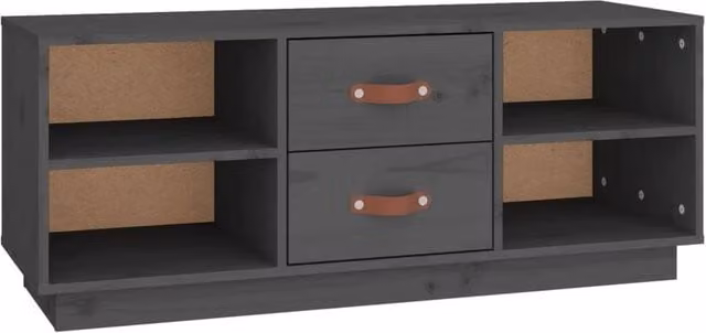 Berkfield Home Grey Rustic Solid Wood Pine TV Cabinet W/D/H: 100 x 34 x 40 cm – 1