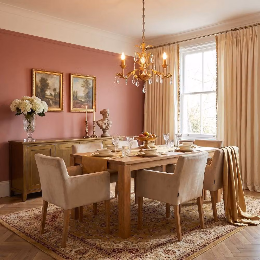 Happy Homewares French Inspired Satin Gold Chandelier Style Light with Crystal Drops and Glass Details – 2