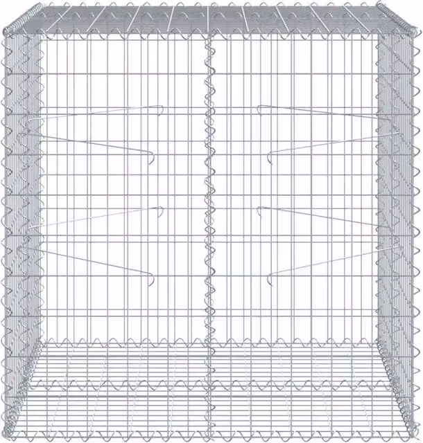 Berkfield Home Gabion Basket with Cover in Silver Galvanised Iron, W/D/H: 100 x 100 x 100 cm – 1